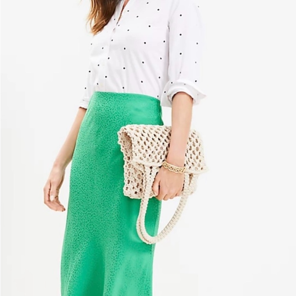 Loft Jacquard bias midi skirt